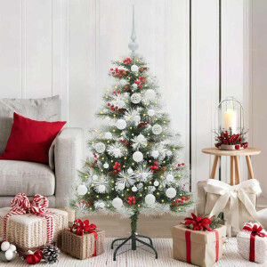 vidaXL Kunstkerstboom Groen en wit 120 cm PVC en Metaal en Plastic