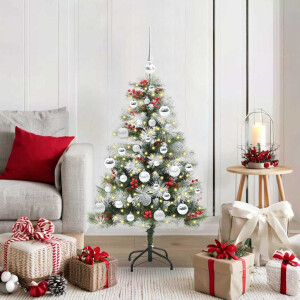 vidaXL Kunstkerstboom Groen en wit 120 cm PVC en Metaal en Plastic