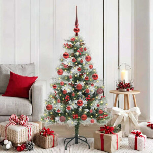 vidaXL Kunstkerstboom Groen en wit 150 cm PVC en Metaal en Plastic