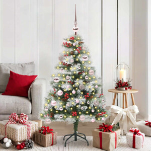 vidaXL Kunstkerstboom Groen en wit 150 cm PVC en Metaal en Plastic