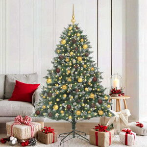 vidaXL Kunstkerstboom met 300 LED Groen 180 cm PVC en Plastic en Staal