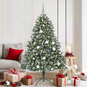 vidaXL Kunstkerstboom met LED -striplichten Groen 180cm PVC