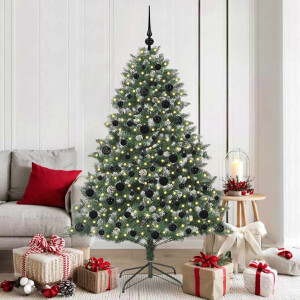 vidaXL Kunstkerstboom Groen 126 x 126 x 180 cm PVC en Plastic en Staal