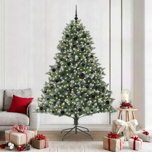 vidaXL Kunstkerstboom Groen 140 x 140 x 210 cm PVC en Plastic en Staal