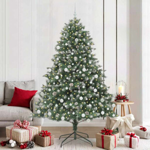 vidaXL Kunstkerstboom Groen 140 x 140 x 210 cm PVC en Plastic en Staal