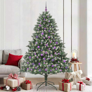 vidaXL Kunstkerstboom Groen 140 x 140 x 210 cm PVC en Plastic en Staal