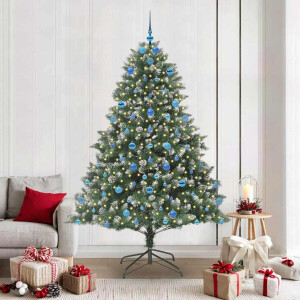 vidaXL Kunstkerstboom Groen 140 x 140 x 210 cm PVC en Plastic en Staal