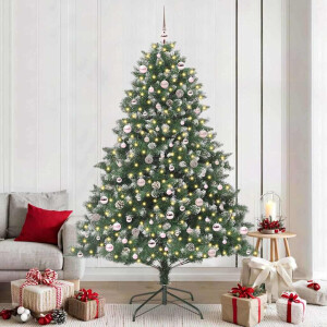 vidaXL Kunstkerstboom met 300 LED Groen 240 cm PVC en Plastic en Staal