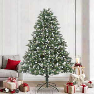 vidaXL Kunstkerstboom met 300 LED Groen 240 cm PVC en Plastic en Staal