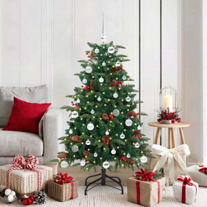 vidaXL Kunstkerstboom Groen 150 cm PVC en Metaal en Plastic