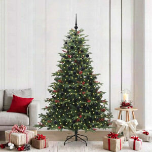 vidaXL Kunstkerstboom Groen 210 cm PVC en Metaal en Plastic