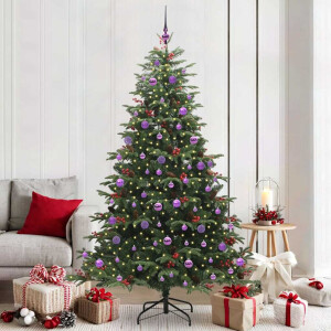vidaXL Kunstkerstboom Groen 210 cm PVC en Metaal en Plastic