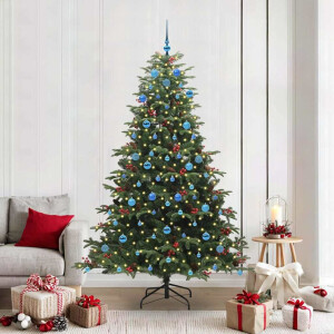 vidaXL Kunstkerstboom Groen 210 cm PVC en Metaal en Plastic