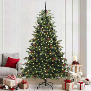 vidaXL Kunstkerstboom Groen 240 cm PVC en Metaal en Plastic