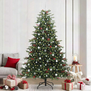 vidaXL Kunstkerstboom Groen 240 cm PVC en Metaal en Plastic