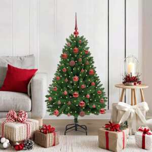 vidaXL Kunstkerstboom met LED -striplichten Groen 120 cm PVC en Metaal