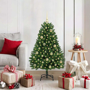 vidaXL Kunstkerstboom met LED -striplichten Groen 120 cm PVC en Metaal