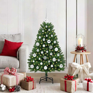 vidaXL Kunstkerstboom met LED -striplichten Groen 120 cm PVC en Metaal