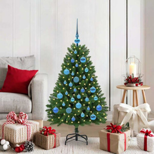 vidaXL Kunstkerstboom met LED -striplichten Groen 120 cm PVC en Metaal