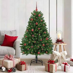 vidaXL Kunstkerstboom met LED -striplichten Groen 150 cm PVC en Metaal