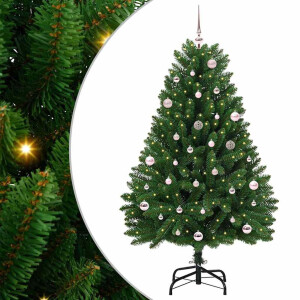 vidaXL Kunstkerstboom met LED -striplichten Groen 150 cm PVC en Metaal