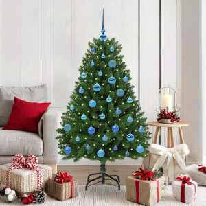 vidaXL Kunstkerstboom met LED -striplichten Groen 150 cm PVC en Metaal
