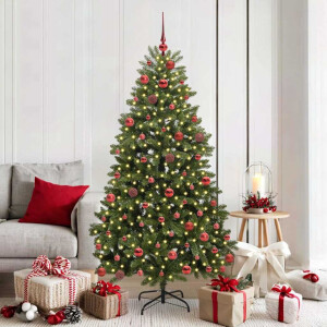 vidaXL Kunstkerstboom met LED -striplichten Groen 180 cm PVC en Metaal