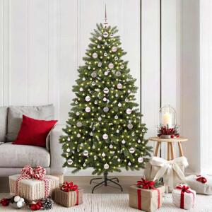 vidaXL Kunstkerstboom met LED -striplichten Groen 180 cm PVC en Metaal