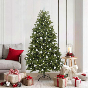 vidaXL Kunstkerstboom met LED -striplichten Groen 180 cm PVC en Metaal