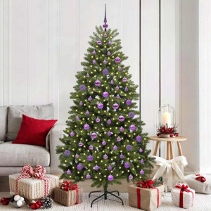 vidaXL Kunstkerstboom met LED -striplichten Groen 180 cm PVC en Metaal