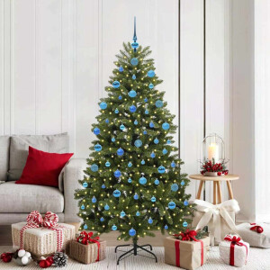 vidaXL Kunstkerstboom met LED -striplichten Groen 180 cm PVC en Metaal