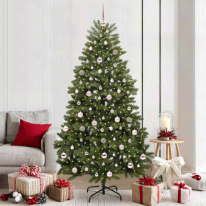 vidaXL Kunstkerstboom met LED -striplichten Groen 210 cm PVC en Metaal