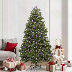 vidaXL Kunstkerstboom met LED -striplichten Groen 210 cm PVC en Metaal