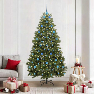 vidaXL Kunstkerstboom met LED -striplichten Groen 210 cm PVC en Metaal