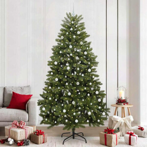 vidaXL Kunstkerstboom met LED -striplichten Groen 240 cm PVC en Metaal