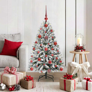 vidaXL Kunstkerstboom Groen en Wit 120 cm PVC en Metaal