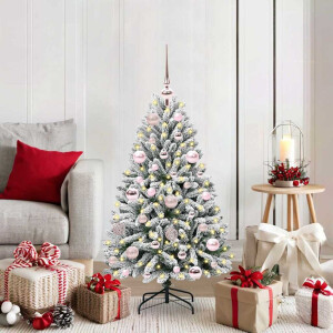 vidaXL Kunstkerstboom Groen en Wit 120 cm PVC en Metaal