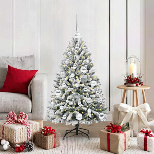 vidaXL Kunstkerstboom Groen en Wit 120 cm PVC en Metaal