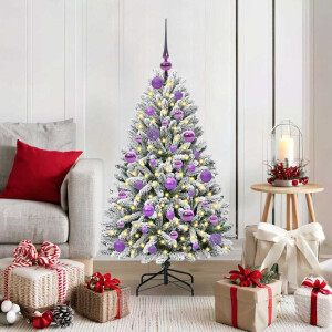 vidaXL Kunstkerstboom Groen en Wit 120 cm PVC en Metaal