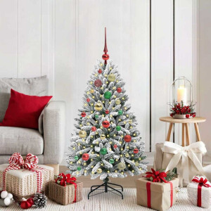 vidaXL Kunstkerstboom Groen en Wit 120 cm PVC en Metaal