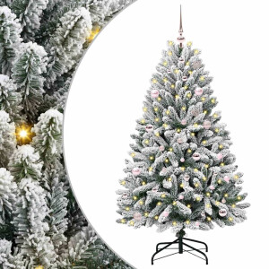vidaXL Kunstkerstboom met 150 LED Groen en Wit 150 cm PVC en Metaal