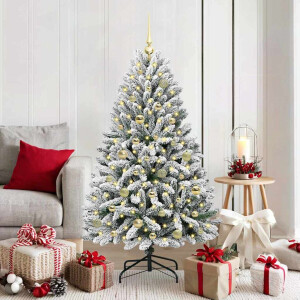 vidaXL Kunstkerstboom Groen en Wit 150 cm PVC en Metaal