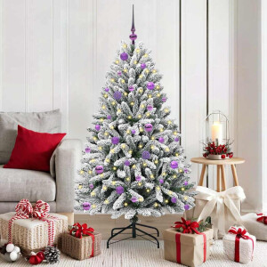 vidaXL Kunstkerstboom met 150 LED Groen en Wit 150 cm PVC en Metaal