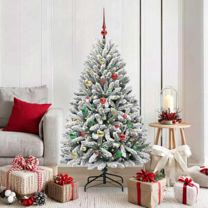 vidaXL Kunstkerstboom Groen en Wit 150 cm PVC en Metaal