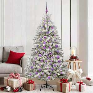 vidaXL Kunstkerstboom met 300 LED Groen en Wit 180 cm PVC en Metaal