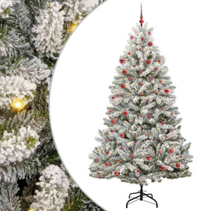 vidaXL Kunstkerstboom Groen en Wit 210 cm PVC en Metaal