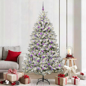 vidaXL Kunstkerstboom met 300 LED Groen en Wit 210 cm PVC en Metaal