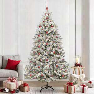 vidaXL Kunstkerstboom Groen en Wit 240 cm PVC en Metaal