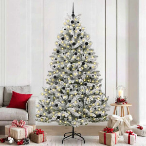 vidaXL Kunstkerstboom met 300 LED Groen en Wit 240 cm PVC en Metaal