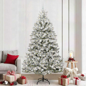 vidaXL Kunstkerstboom met 300 LED Groen en Wit 240 cm PVC en Metaal